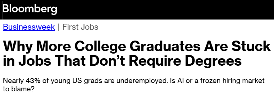 Bloomberg Businessweek: Why More College Graduates Are Stuck in Jobs That Don't Require Degrees